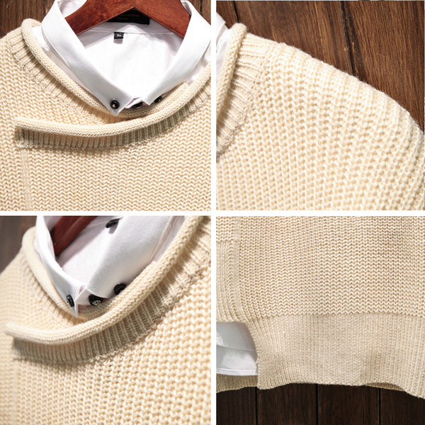 Τρέχον αρσενικό ασύμμετρο πουλόβερ με δίχρωμη τσέπη