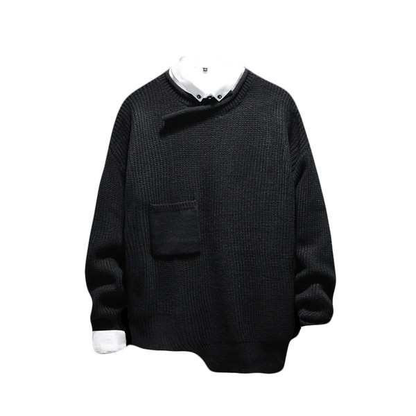 Τρέχον αρσενικό ασύμμετρο πουλόβερ με δίχρωμη τσέπη