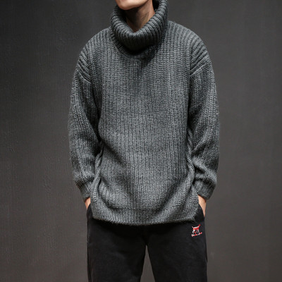 Мъжки удобен пуловер с висока яка в два цвята