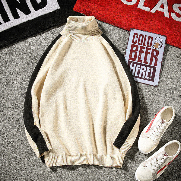 Pulover simplu barbatesc cu guler inalt in trei culori