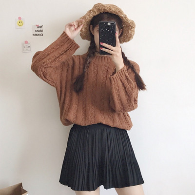 Modern női pulóver széles ujjal, két színben