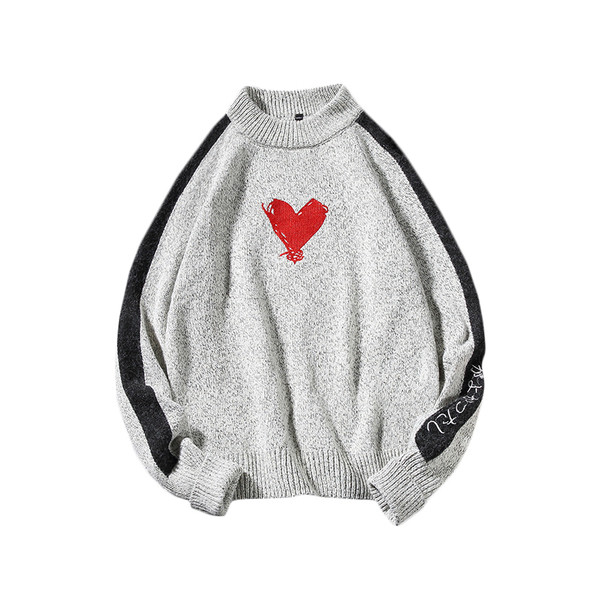 Modern férfi pulóver rátéttel és oldalszalagokkal