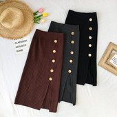 Fusta de dama eleganta cu fanta si nasturi in trei culori