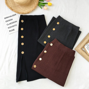 Fusta de dama eleganta cu fanta si nasturi in trei culori