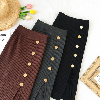 Fusta de dama eleganta cu fanta si nasturi in trei culori