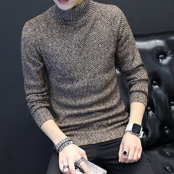 Sima férfi stílusos pulóver magas gallérral, négy színben