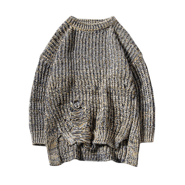 Aktuális férfi pulóver két színben szakadt elemekkel