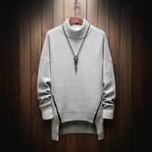 Stílusos férfi aszimmetrikus pulóver három színben cipzárral