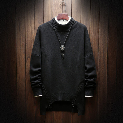 Stílusos férfi aszimmetrikus pulóver három színben cipzárral