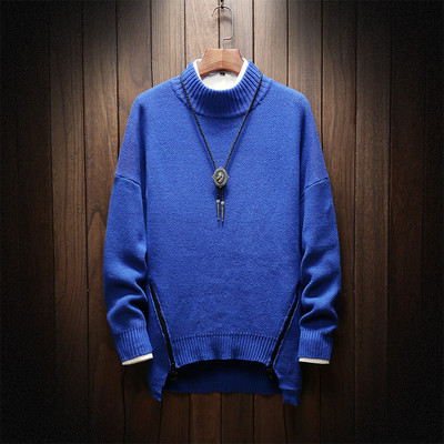 Stílusos férfi aszimmetrikus pulóver három színben cipzárral