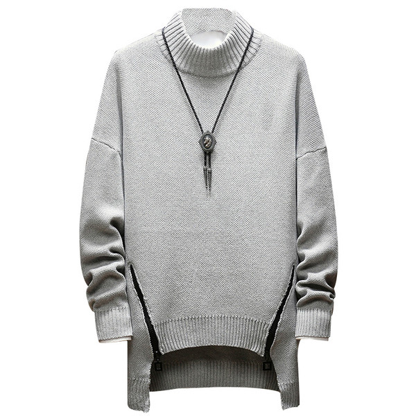 Stílusos férfi aszimmetrikus pulóver három színben cipzárral