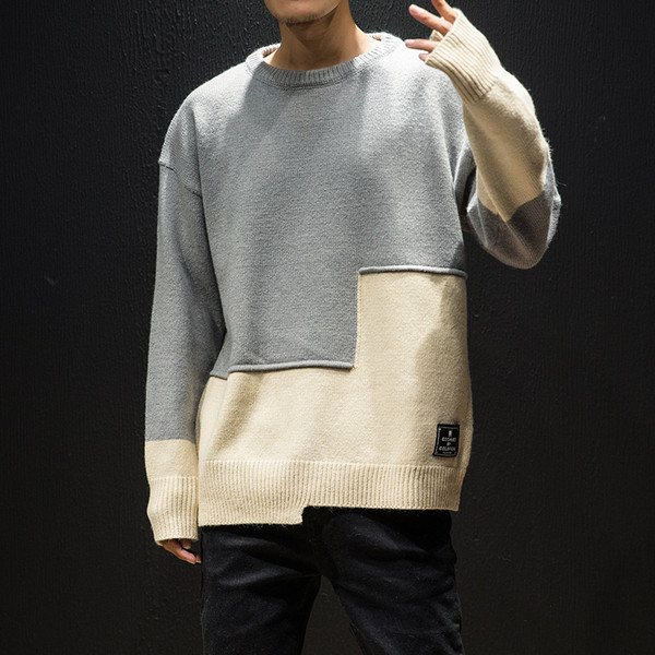 Alkalmi férfi aszimmetrikus pulóver különböző színekben