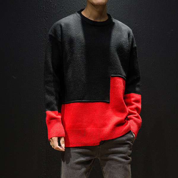 Alkalmi férfi aszimmetrikus pulóver különböző színekben