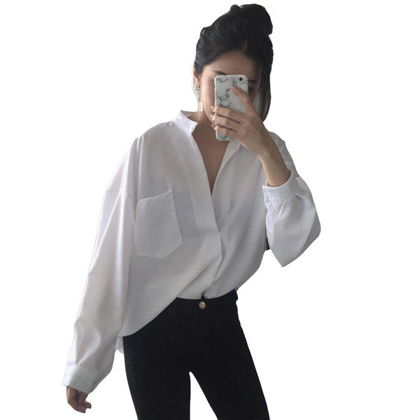 Cămașă elegantă de damă cu buzunar alb-negru