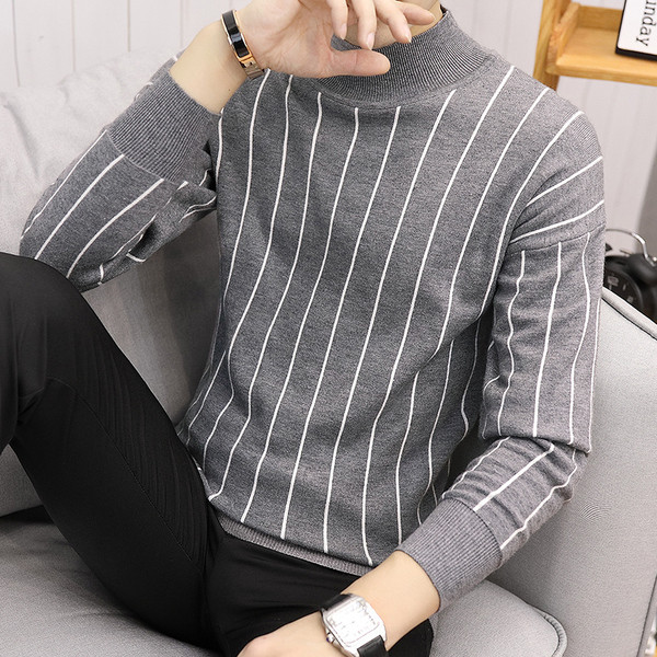 Modern férfi csíkos pulóver négy színben