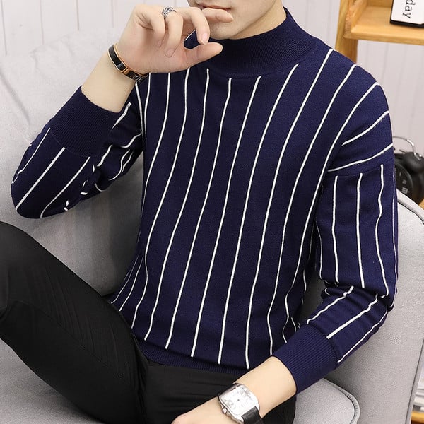 Modern férfi csíkos pulóver négy színben