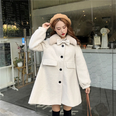 Palton de dama modern cu guler in puf si panglica in mai multe culori