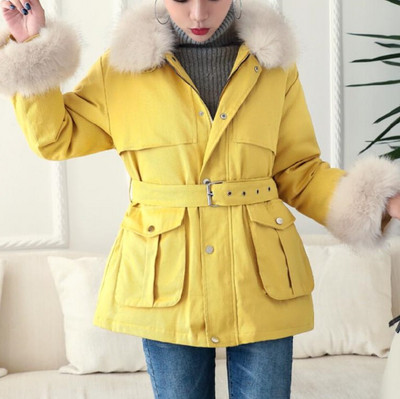 Νέο γυναικείο μπουφάν με ζώνη και χνούδι σε τέσσερα χρώματα
