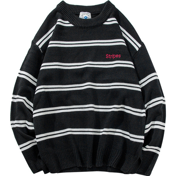 Pulover bărbătesc modern cu dungi în trei culori