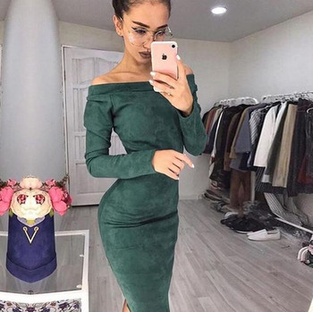Rochie eleganta de dama din piele intoarsa ecologica
