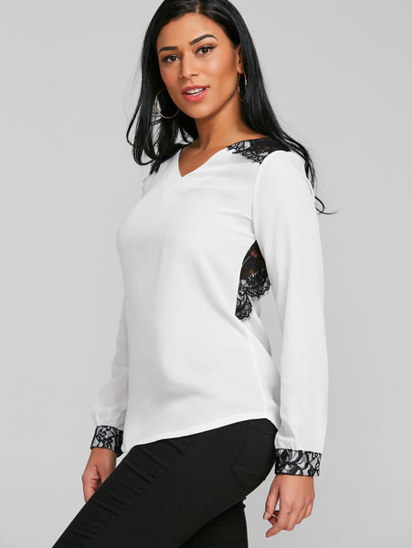 Σύγχρονη κυρία μπλούζα με δαντέλα μπάλα