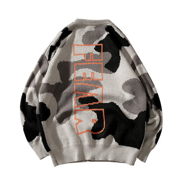 Pulover de camuflaj pentru bărbați lejer, cu inscripție