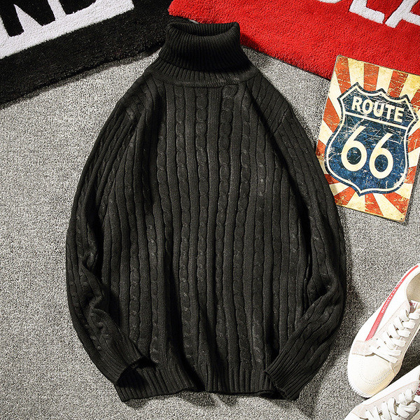 Férfi vastag pulóver magas gallérral, négy színben