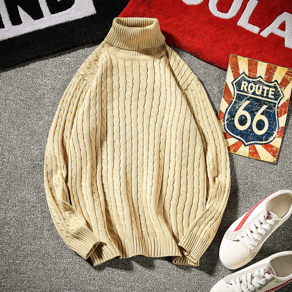 Férfi vastag pulóver magas gallérral, négy színben