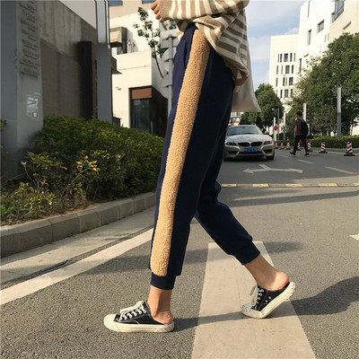 Alkalmi női nadrág gumírozott derékkal és plüss szegéllyel három színben