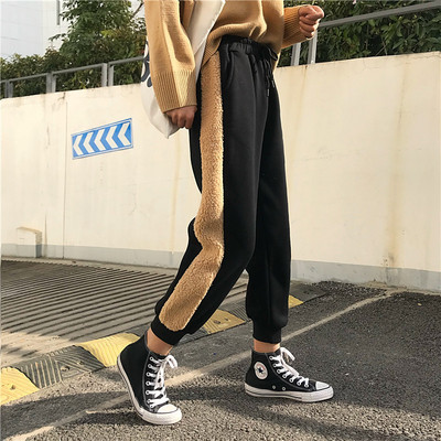 Alkalmi női nadrág gumírozott derékkal és plüss szegéllyel három színben