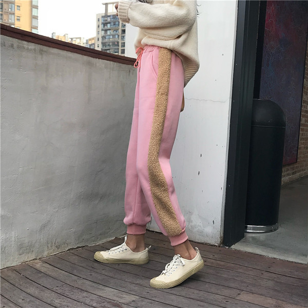 Alkalmi női nadrág gumírozott derékkal és plüss szegéllyel három színben