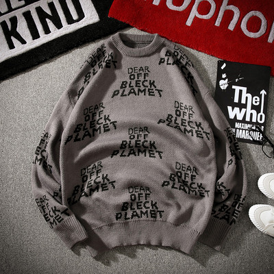 Pulover larg pentru bărbați modern cu inscripții în trei culori