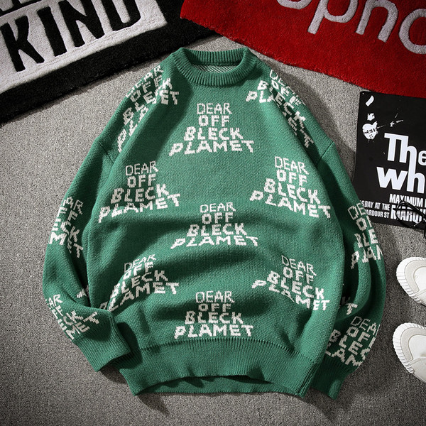 Pulover larg pentru bărbați modern cu inscripții în trei culori