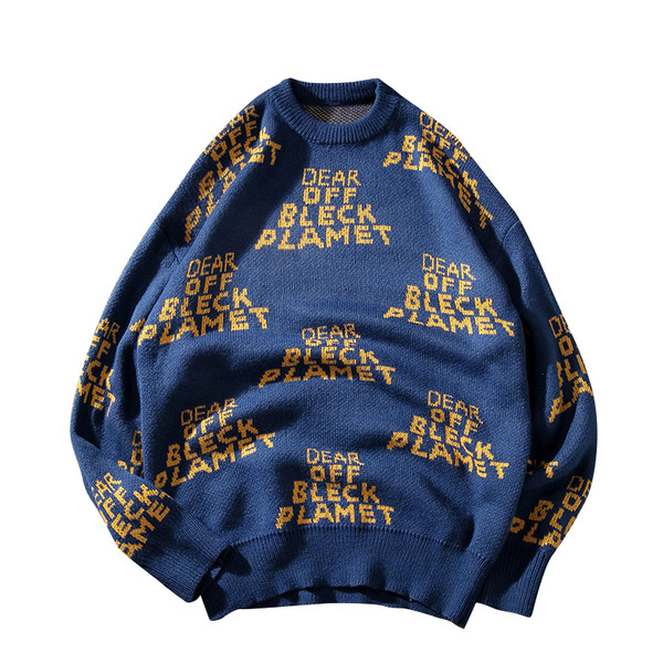 Pulover larg pentru bărbați modern cu inscripții în trei culori