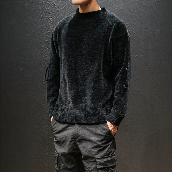 Elegáns férfi pulóver három színben, ujjkötővel