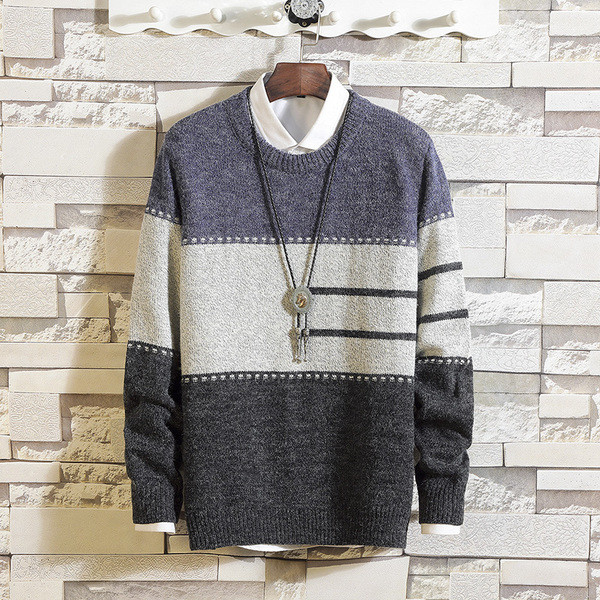 Pulover casual barbatesc in culori irizate