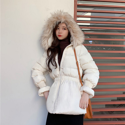 Geaca de dama cu puf pe gluga in trei culori