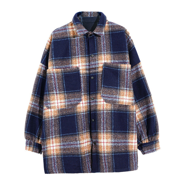 Modern férfi kockás kabát nagy zsebekkel, három színben