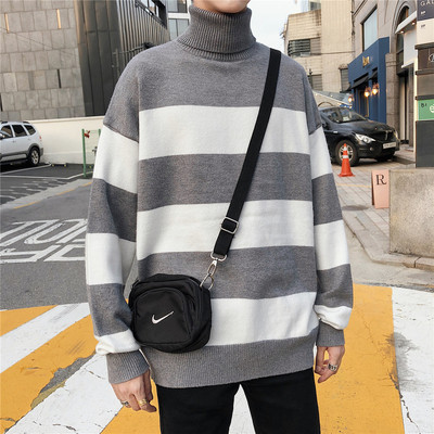 Modern férfi pulóver magas gallérral, három színben