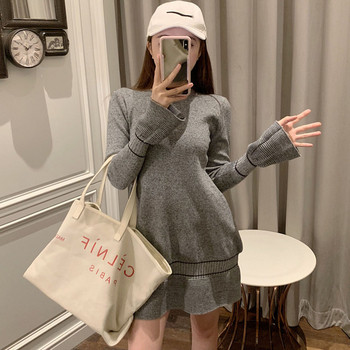 Női téli ruha fekete és szürke színben