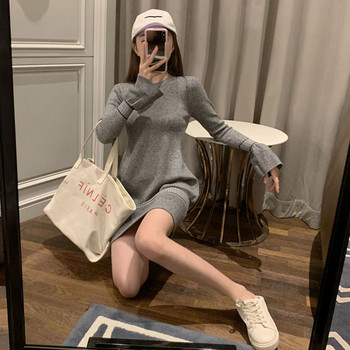 Női téli ruha fekete és szürke színben