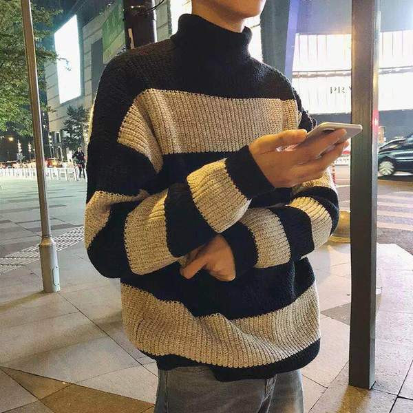 Alkalmi férfi téli pulóver magas gallérral, három színben