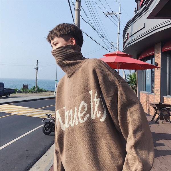 Pulover modern pentru bărbați cu inscripție în două culori