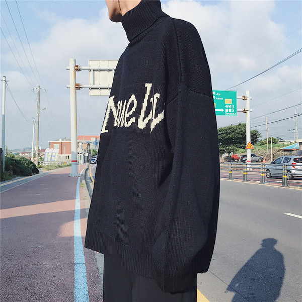 Pulover modern pentru bărbați cu inscripție în două culori