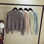 Μοντέρνο ζεστό πουλόβερ κυρίες με μαργαριτάρια σε διάφορα χρώματα