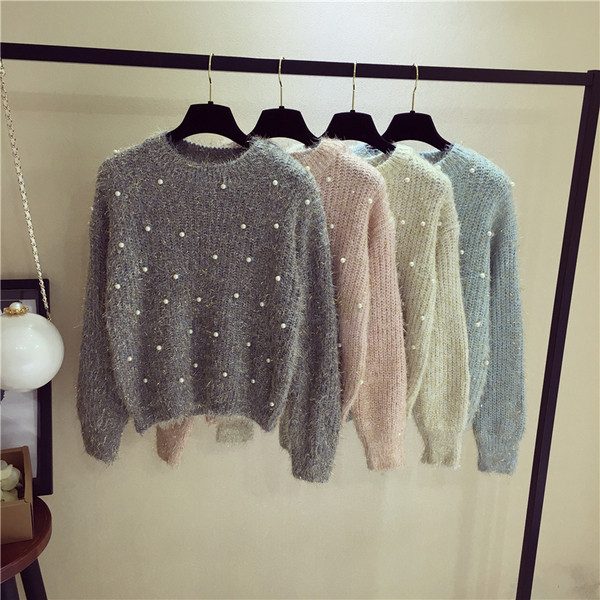 Μοντέρνο ζεστό πουλόβερ κυρίες με μαργαριτάρια σε διάφορα χρώματα