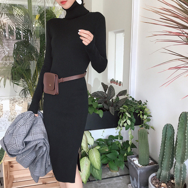 Rochie eleganta de dama cu guler polo in doua culori