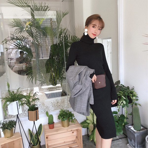 Rochie eleganta de dama cu guler polo in doua culori