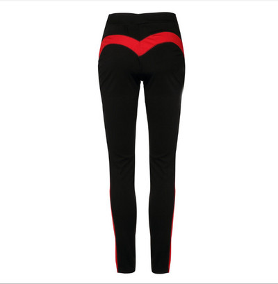 Jambiere sport de damă în negru cu margine roșie