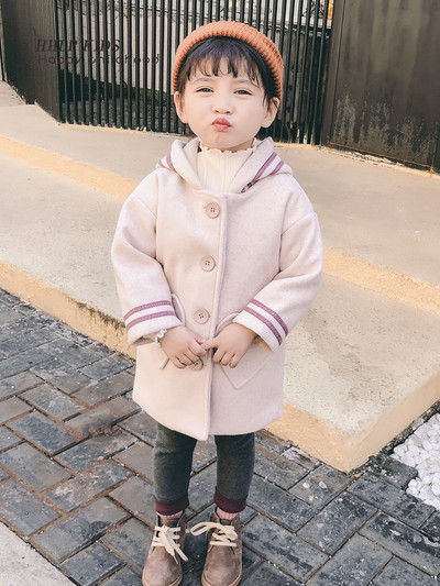 Palton modern pentru copii cu gluga in doua culori